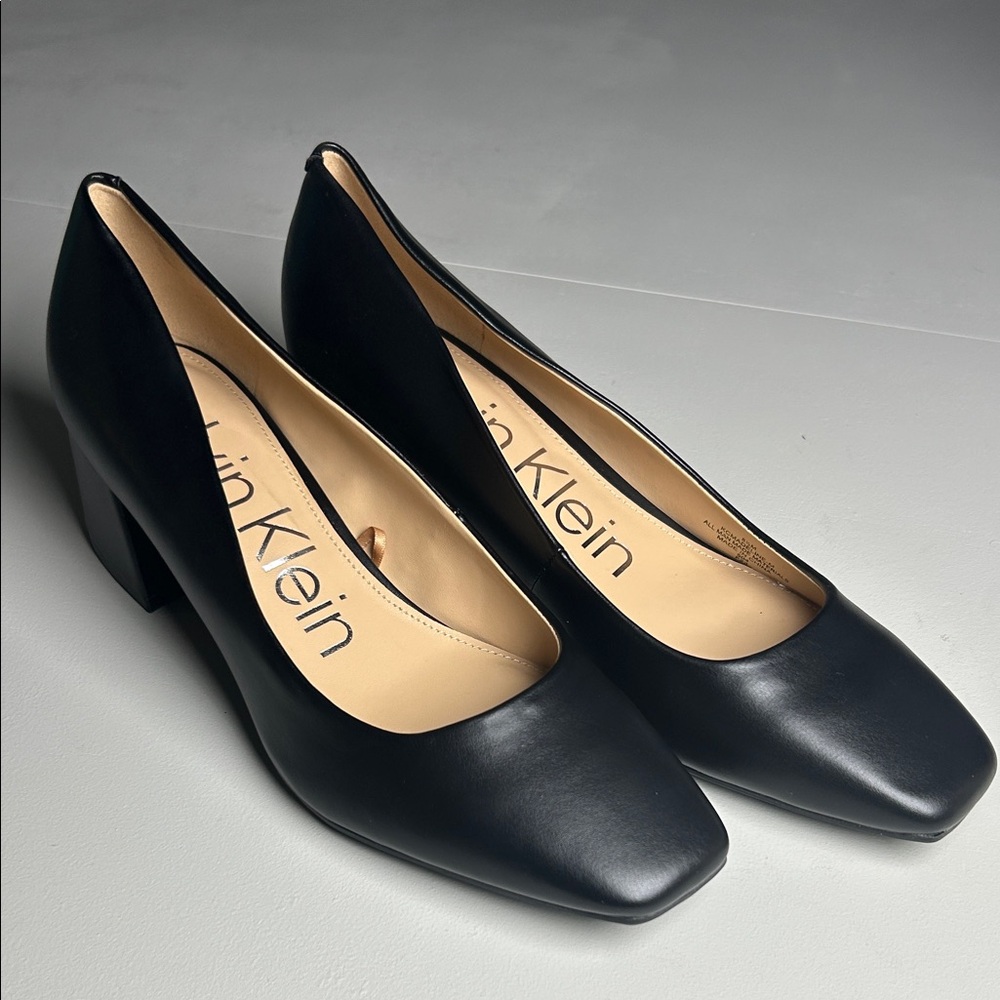 Calvin Klein Shoes Women's Size 8.5 CK Madeline Black Square-Toe Heels